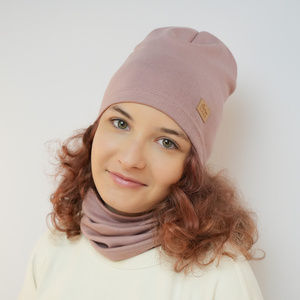 Girl's spring/ autumn set: hat and tube scarf pink Selfie