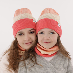 Girl's spring/ autumn set: hat and tube scarf orange Dalila