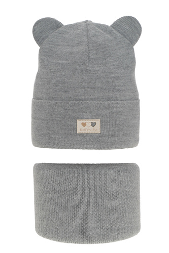 Girl's winter set: hat and tube scarf grey Xantia