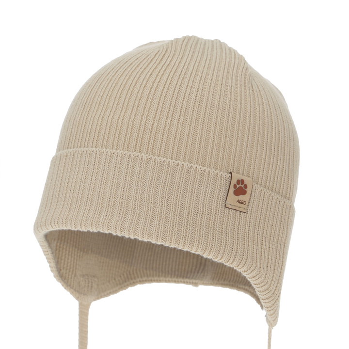 Boy's spring/ autumn hat, beige, with ears, 100% cotton, Elmar