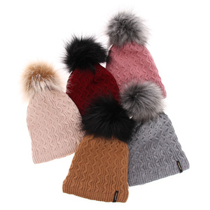 Woman's winter hat pink Xena with pompom