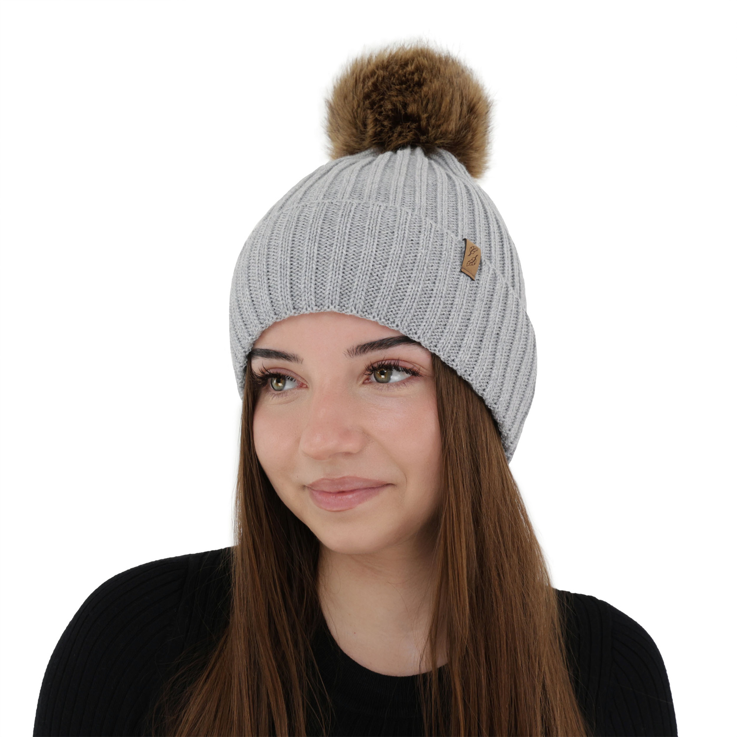 Woman's winter hat, camel, with merino wool, Zamira