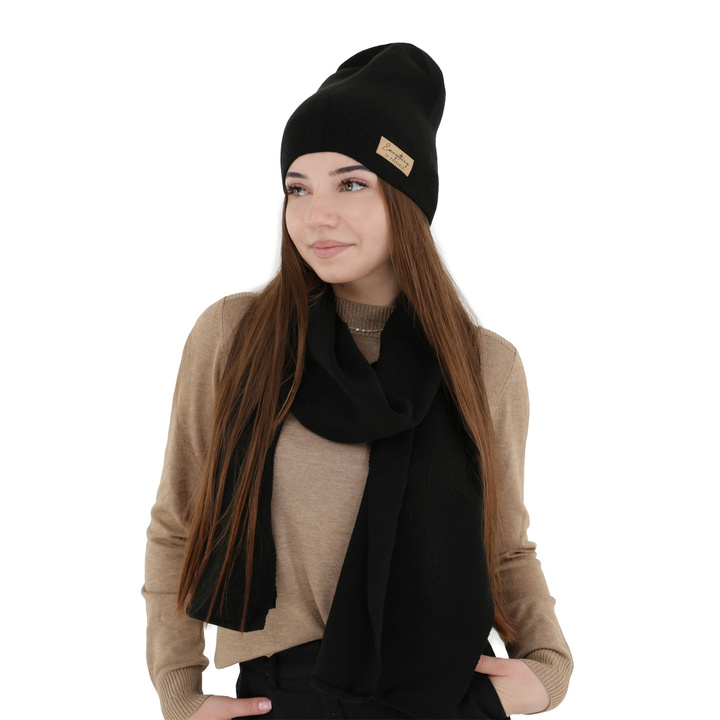 Woman's spring/ autumn set: hat and scarf black Zula