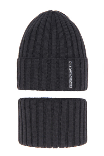Boy's winter set: hat and tube scarf grey Livido