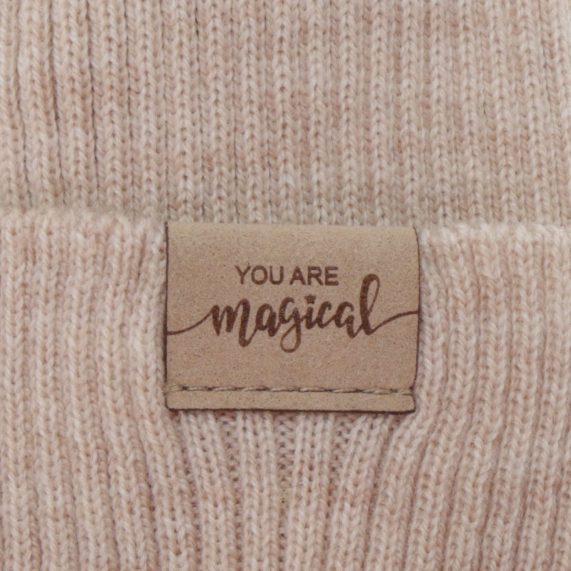 Girl's spring, autumn set: hat and tube scarf, beige, 100% merino wool, Magenta