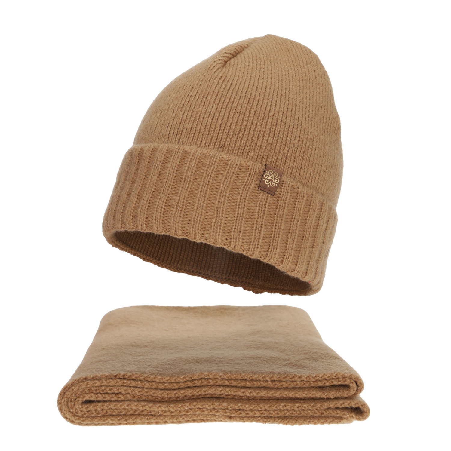 Woman's winter set: hat and scarf, camel, Shasta