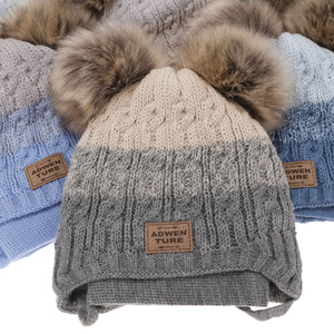 Boy's winter set: hat and scarf blue with two pompom Platon