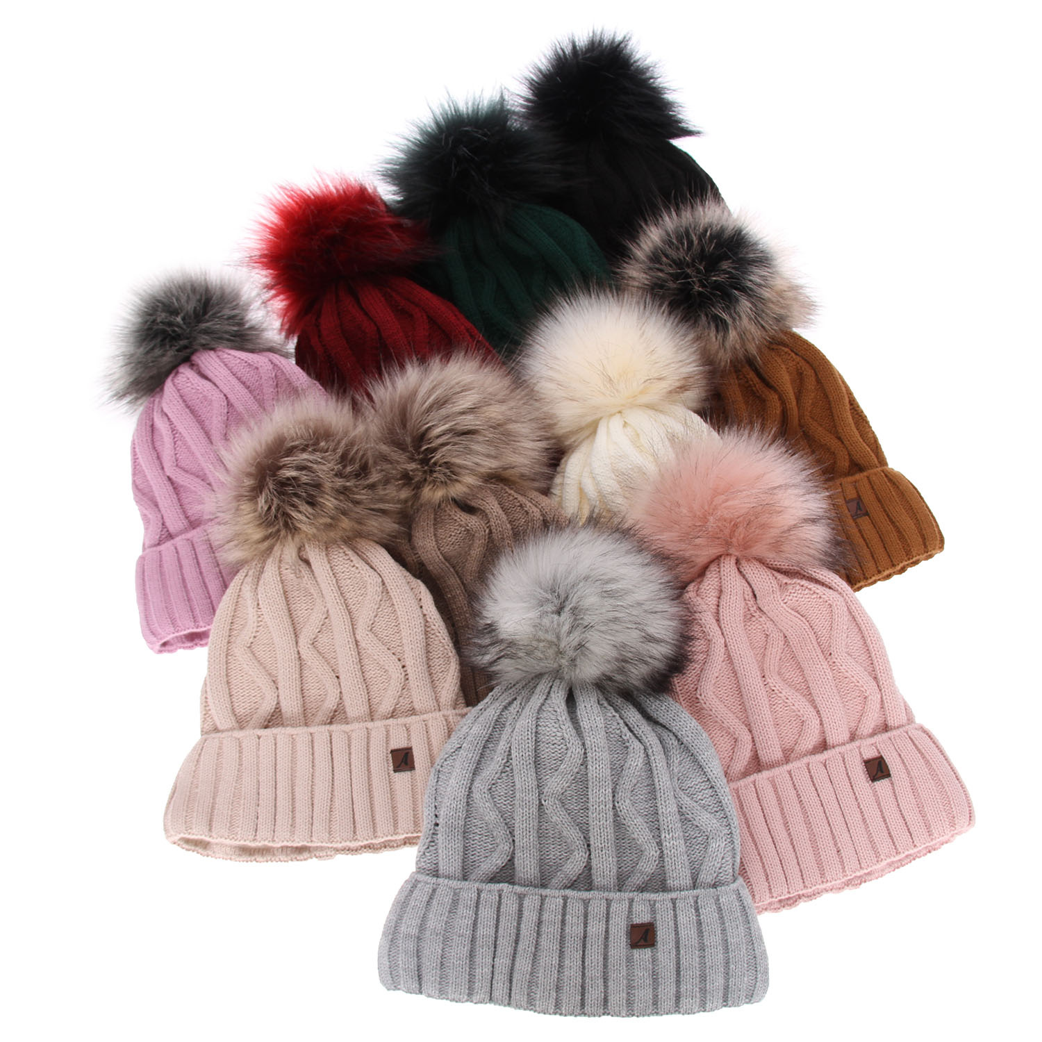 Woman's winter hat violet Renika with pompom
