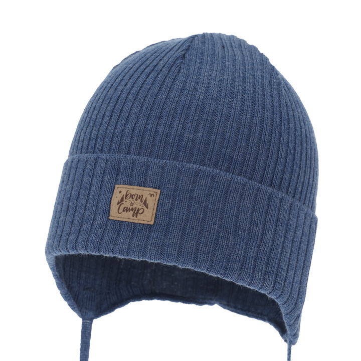 Boy's spring/ autumn hat, blue, with ears, with cotton, Fenris