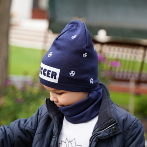 Children's autumn/ spring set: hat and tube scarf orange Soccer