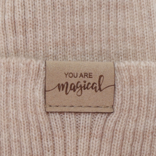 Girl's spring, autumn set: hat and tube scarf, beige, 100% merino wool, Magenta