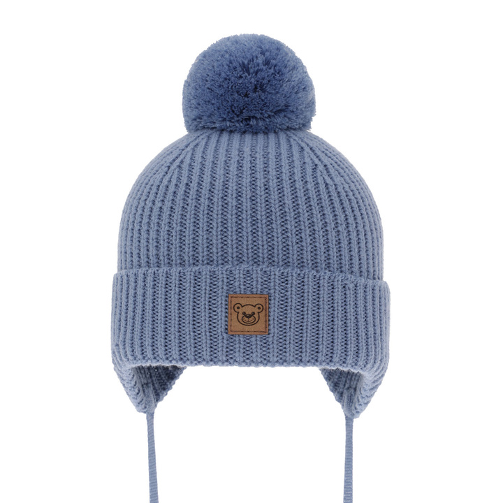 Boy's winter hat blue 100% extra fine merino wool, lined with wool fleece Tacco