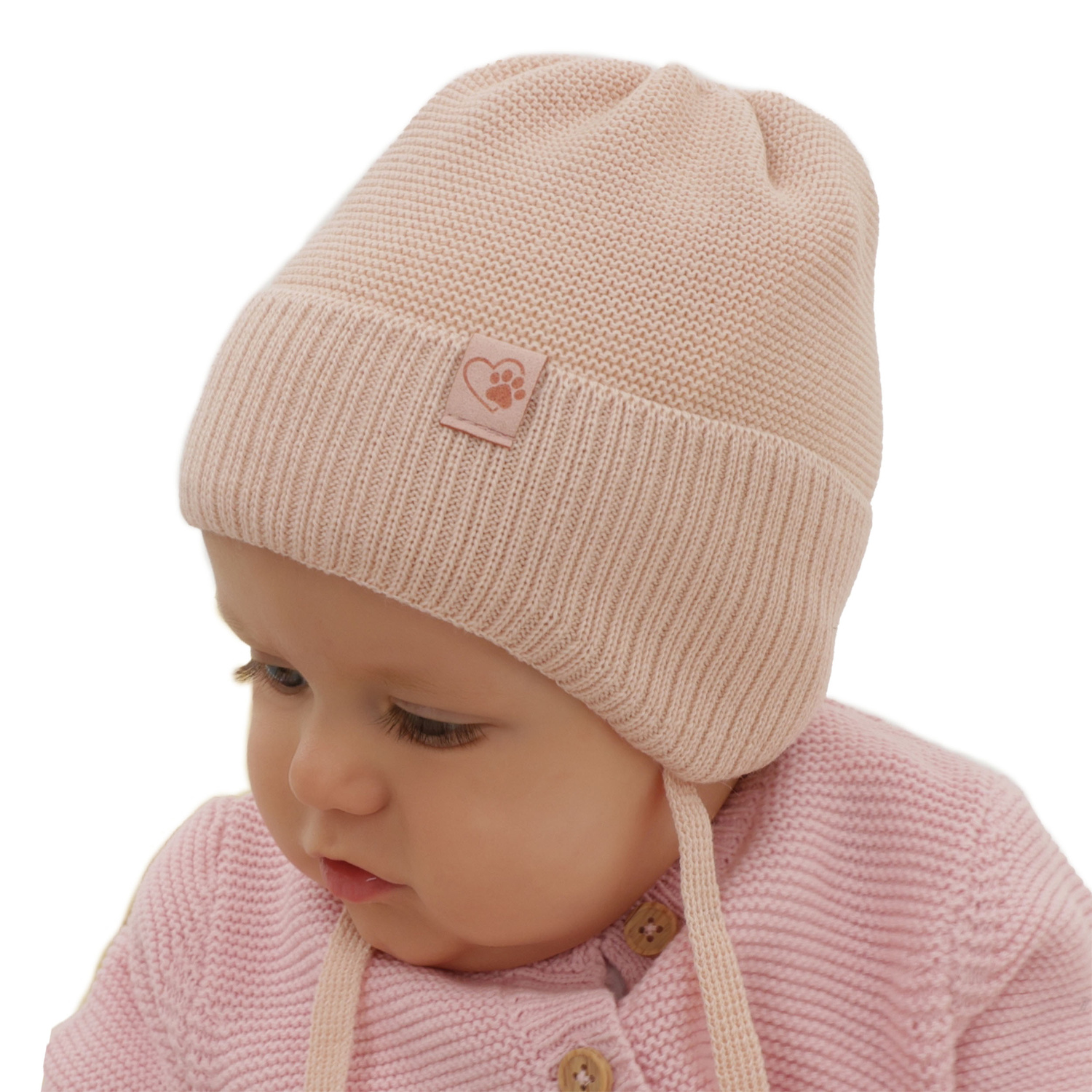 Girl's winter hat orange with merino wool Dari
