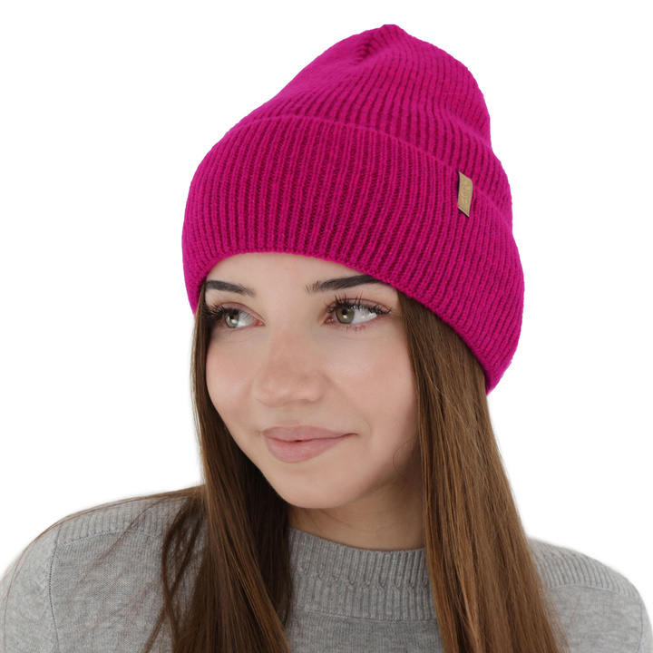 Woman's winter hat, amaranth, with merino wool, Tahoe