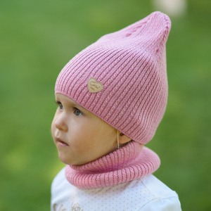 Girl's spring/ autumn set: hat and tube scarf pink Wega