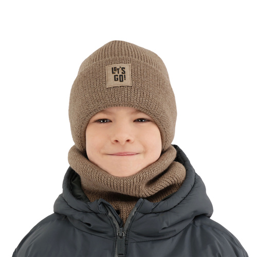 Boy's winter set: hat and tube scarf blue Joseph