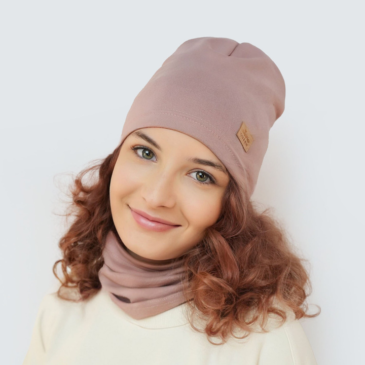 Girl's spring/ autumn set: hat and tube scarf ecru Selfie