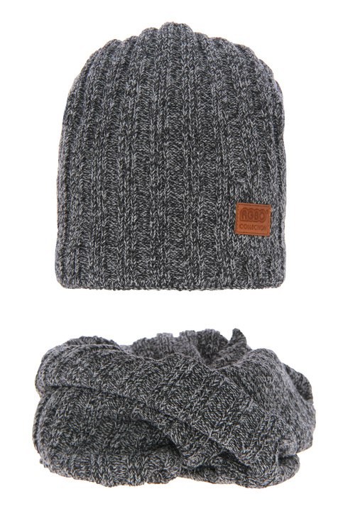 Boy's winter set: hat and tube scarf grey Dakar