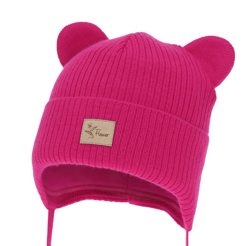 Girl's spring/autumn hat, amaranth, with ears, Djona