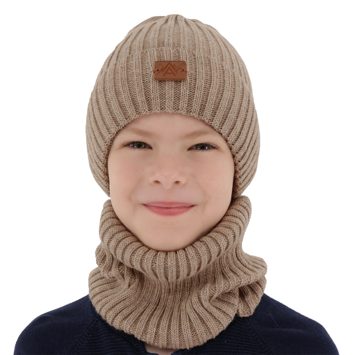 Boy's winter set: hat and tube scarf beige Fargo