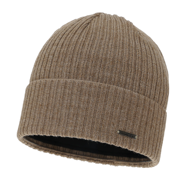 Men's winter hat, beige, with merino wool, Baltor