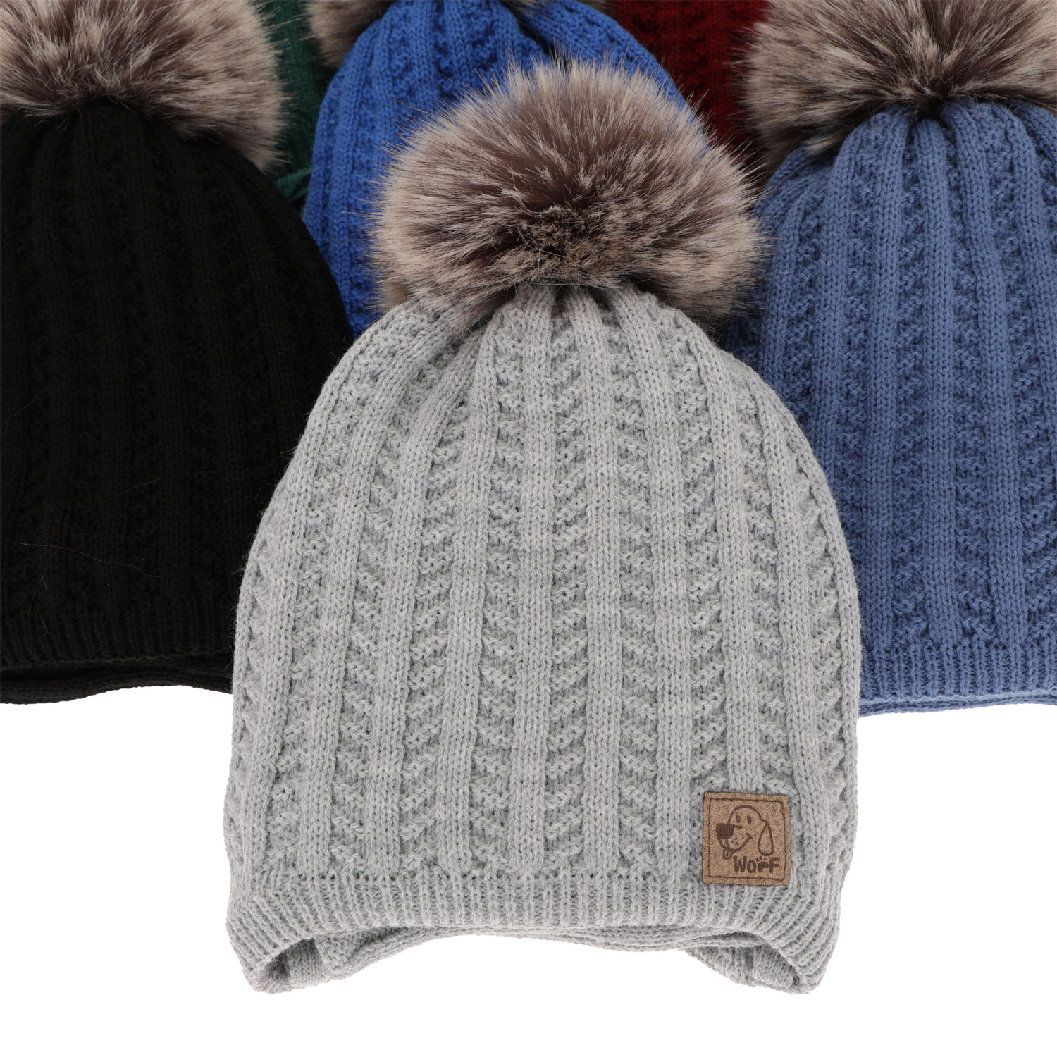 Boy's winter set: hat and tube scarf beige Endo with pompom