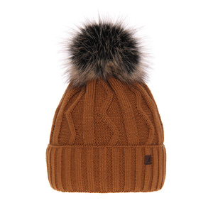 Woman's winter hat camel Renika with pompom