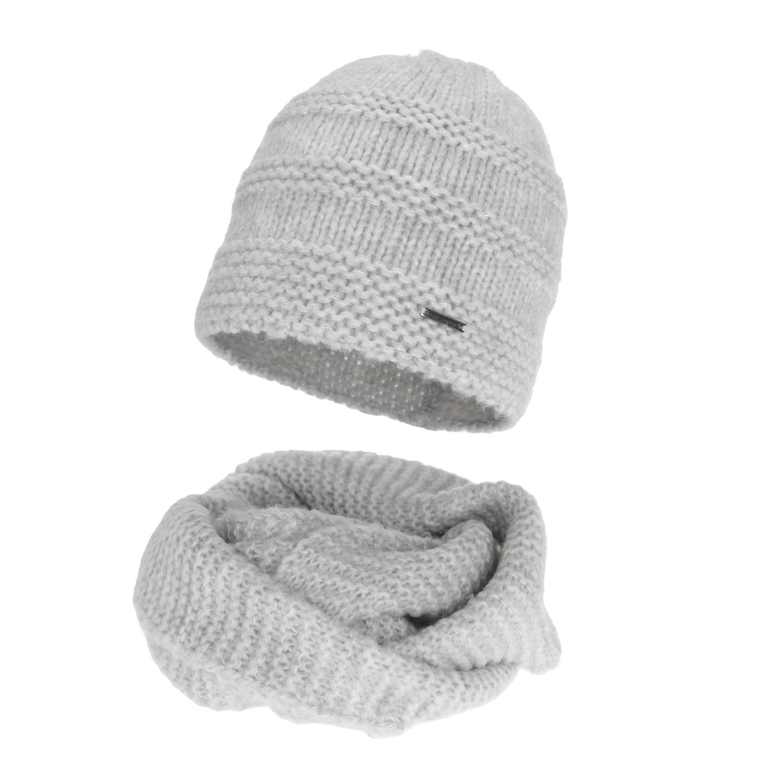 Winter set: hat and tube scarf, pink, with merino wool, Driva