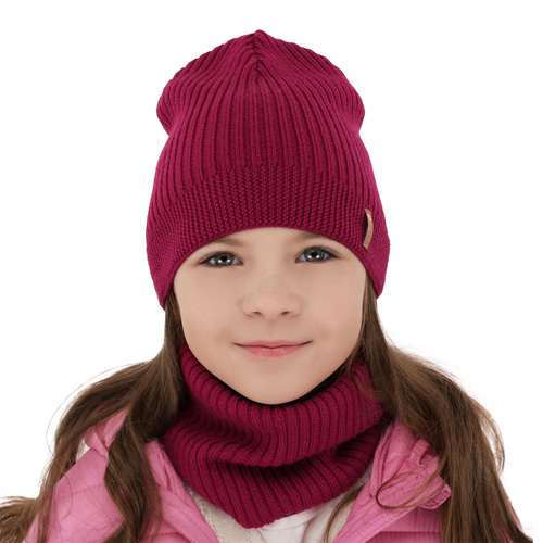 Girl spring autumn set hat and tube scarf camel 100% extra fine merino wool Chelsie