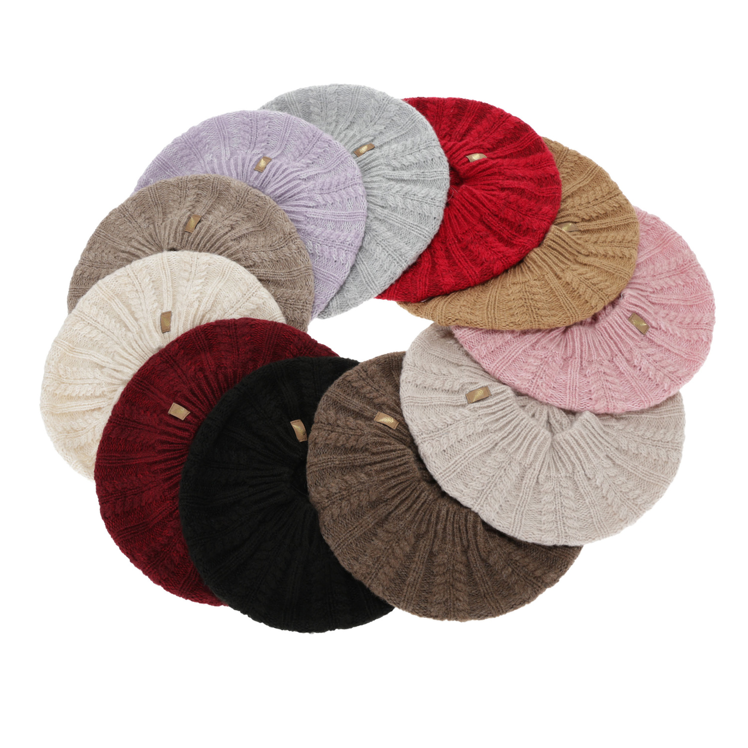 Woman's winter beret, burgundy, with merino wool, Senja