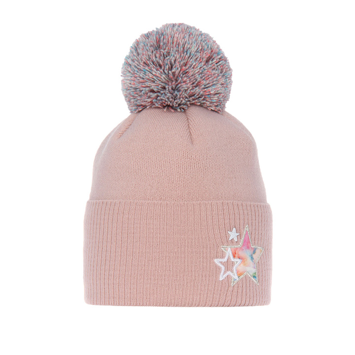 Girl's winter hat pink Elen with pompom