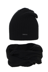 Boy's winter set: hat and tube scarf black Elmer
