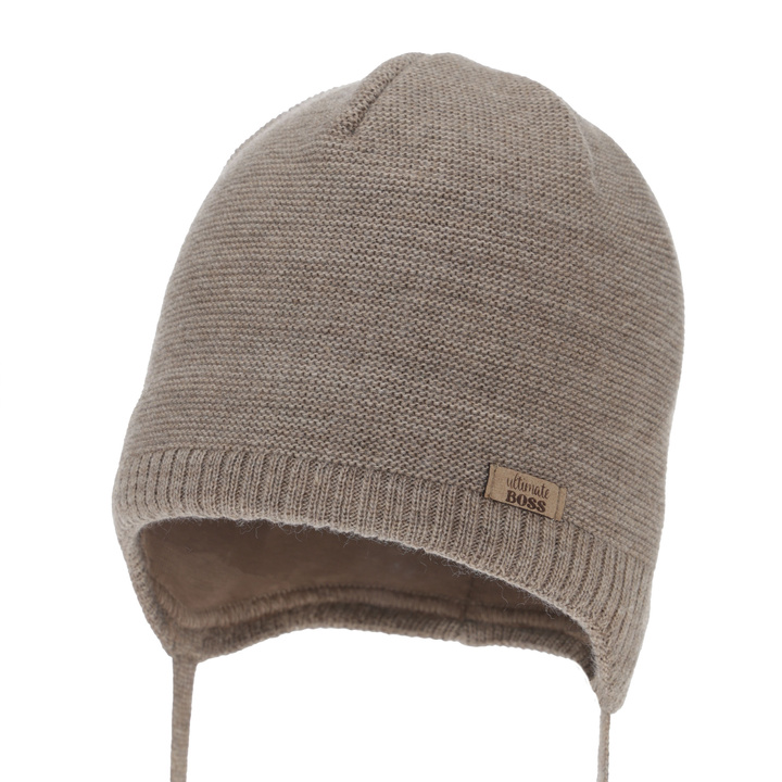 Boy's spring/ autumn hat, beige, with ears, Valdis