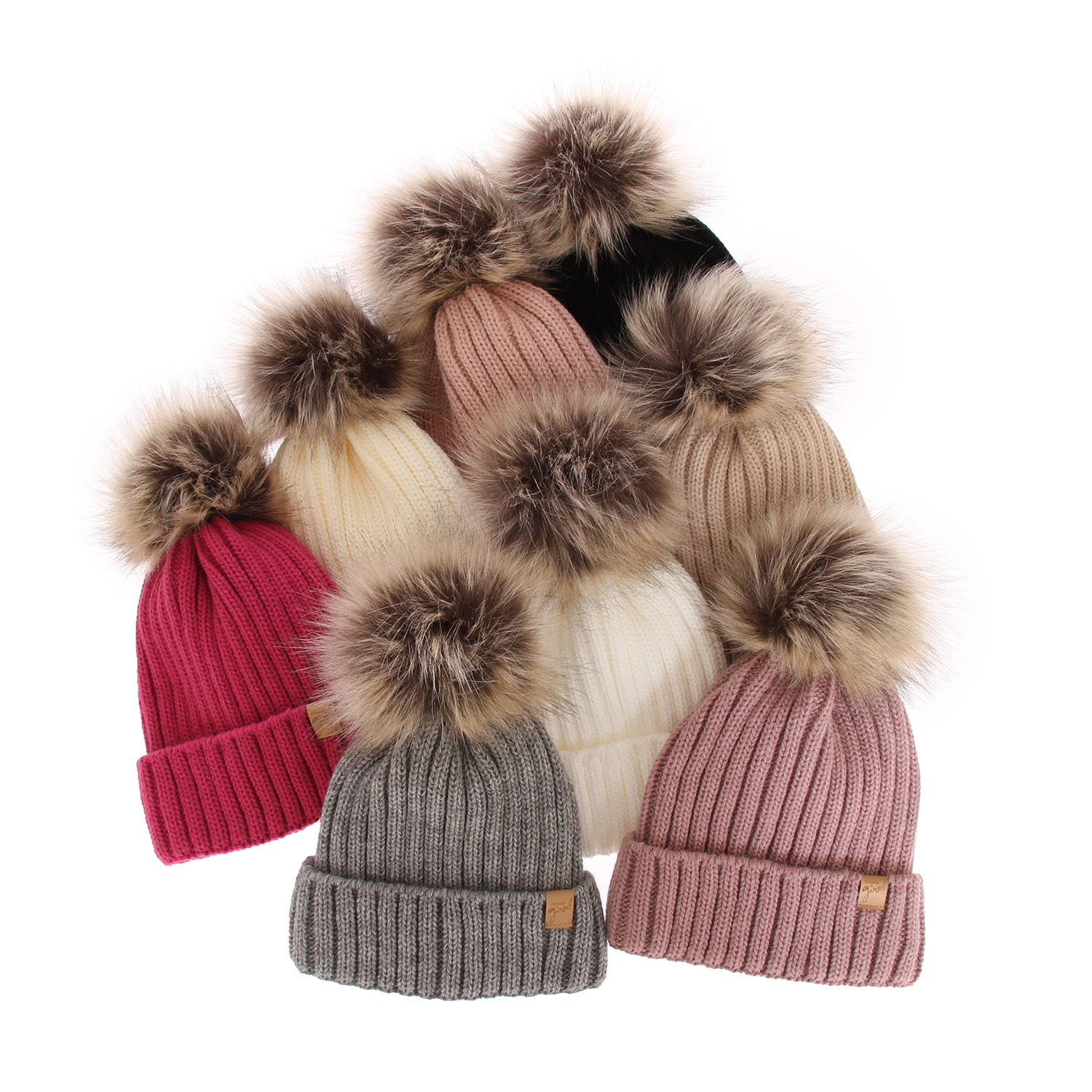 Woman's winter hat white Europa with pompom