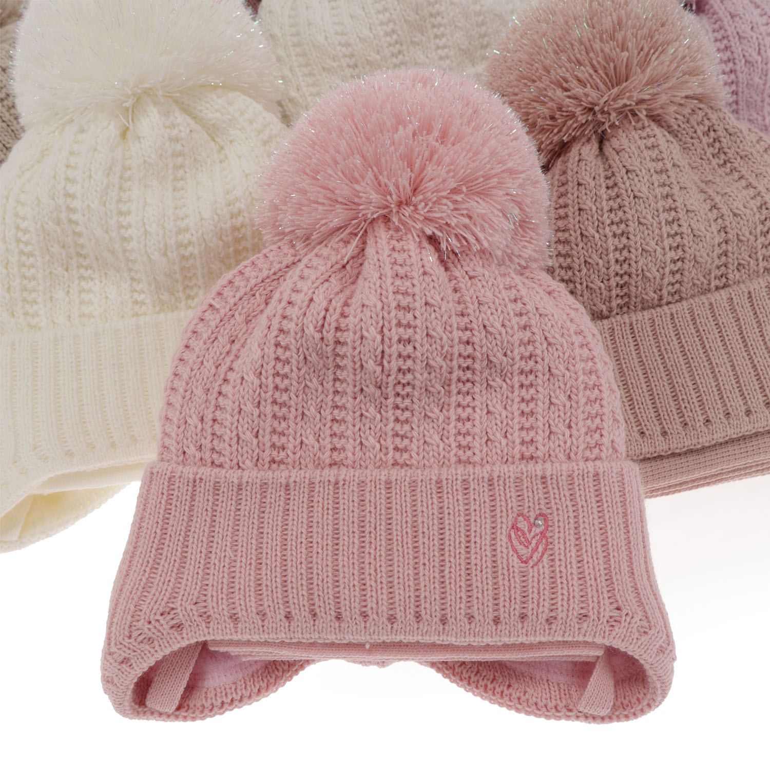 Girl's winter set: hat and scarf violet with pompom Marisa