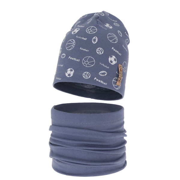 Boy's spring/ autumn set: hat and tube scarf blue Paolo