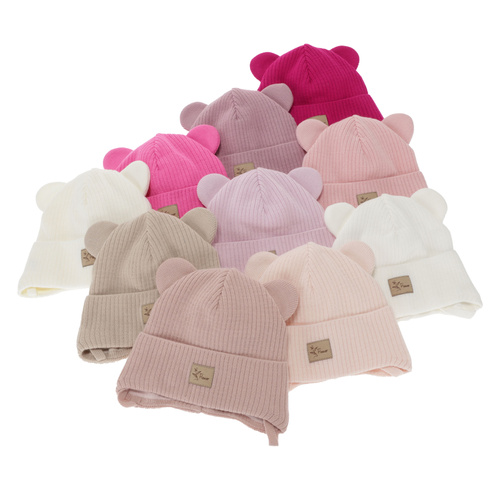 Girl's spring/ autumn hat, pink, with ears, Djona