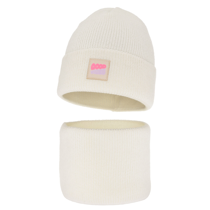 Girl's winter set: hat and tube scarf ecru Josephin