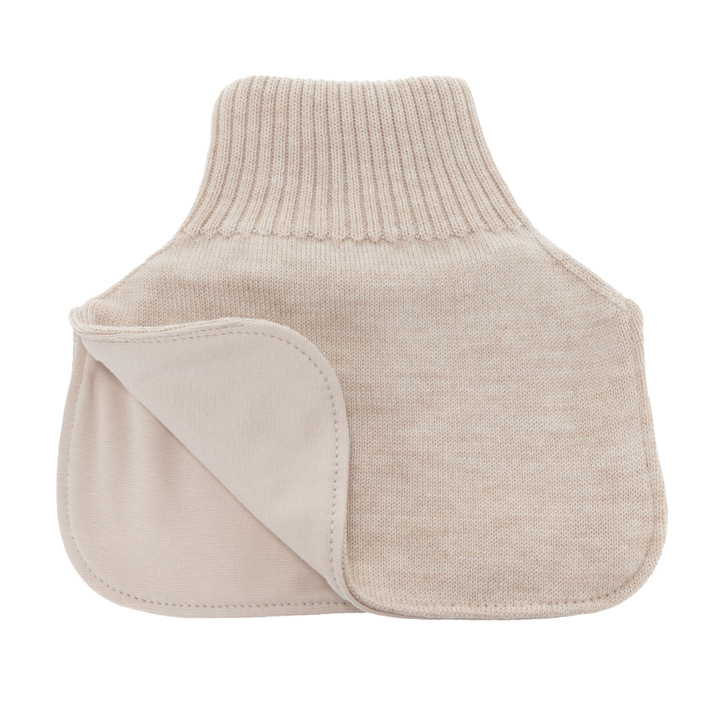 Boy's winter neck warmer, 100% merino wool, cotton lining, beige, Tiket