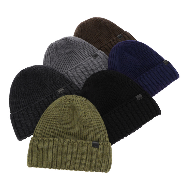 Men's winter hat grey 100% extra finemerino wool seamless Bruner