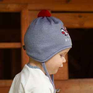 Boy's spring/ autumn hat orange Solo with pompom