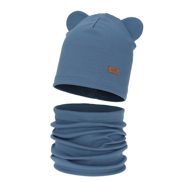 Boy's hat and tube scarf, spring, autumn set, blue Gregory