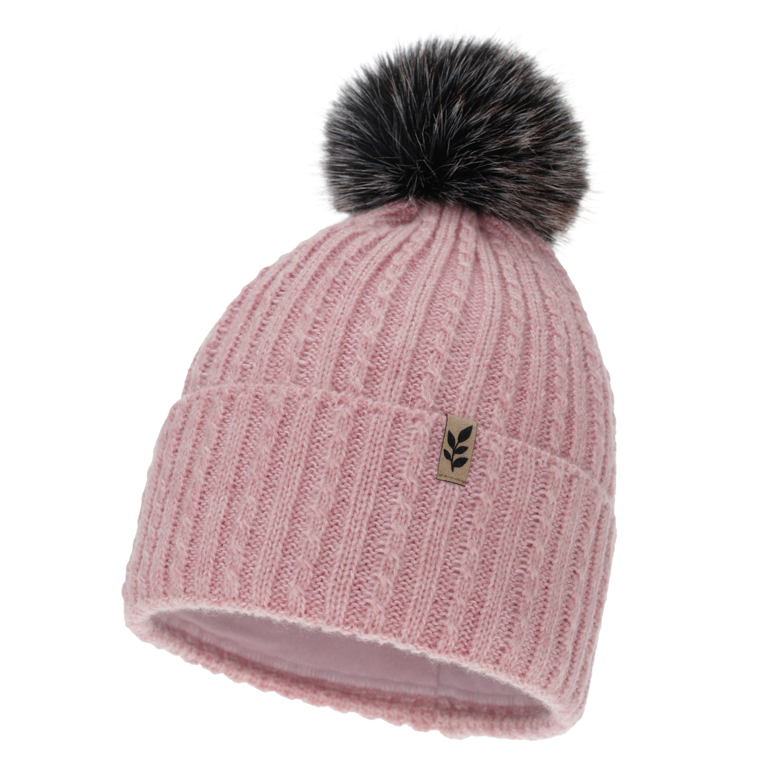 Woman's winter hat, pink, with pompom, Calista