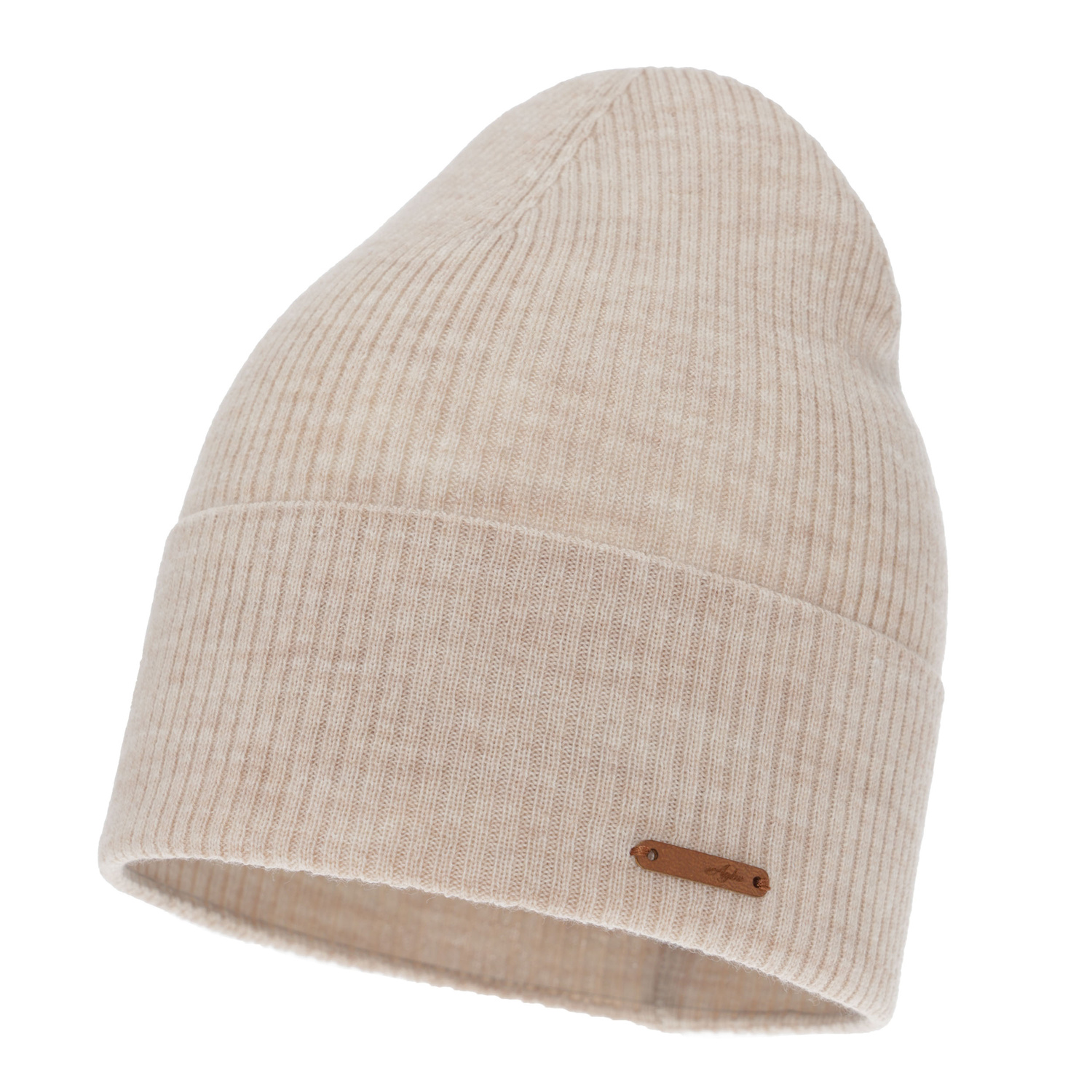 Woman's spring/ autumn hat, beige, 100% merino wool, Flerra