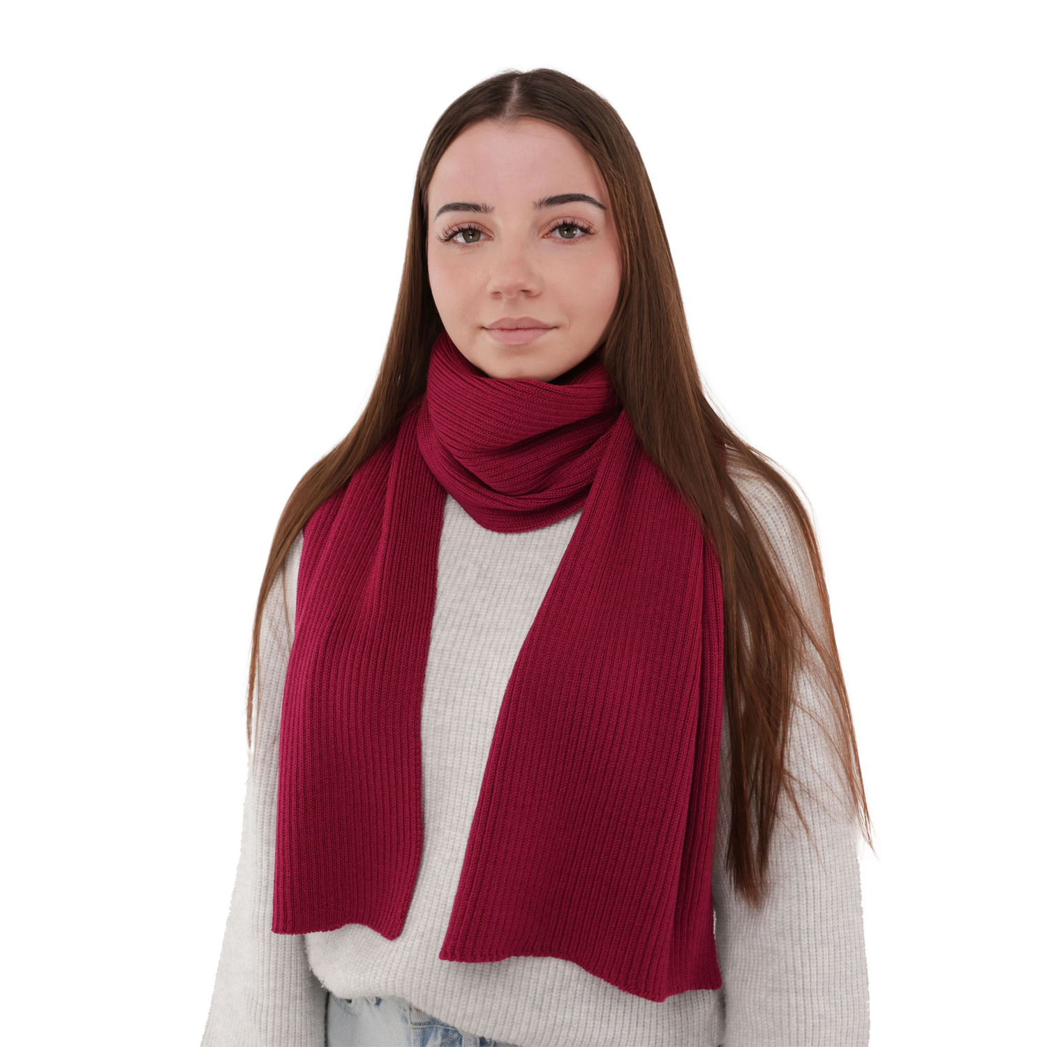 Women's winter scarf ecru 100% extra fine merino wool Jessica