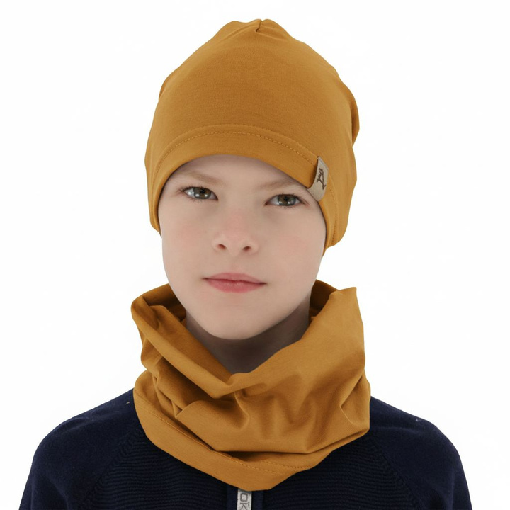 Boy's spring/ autumn set: hat and tube scarf honey Griffin