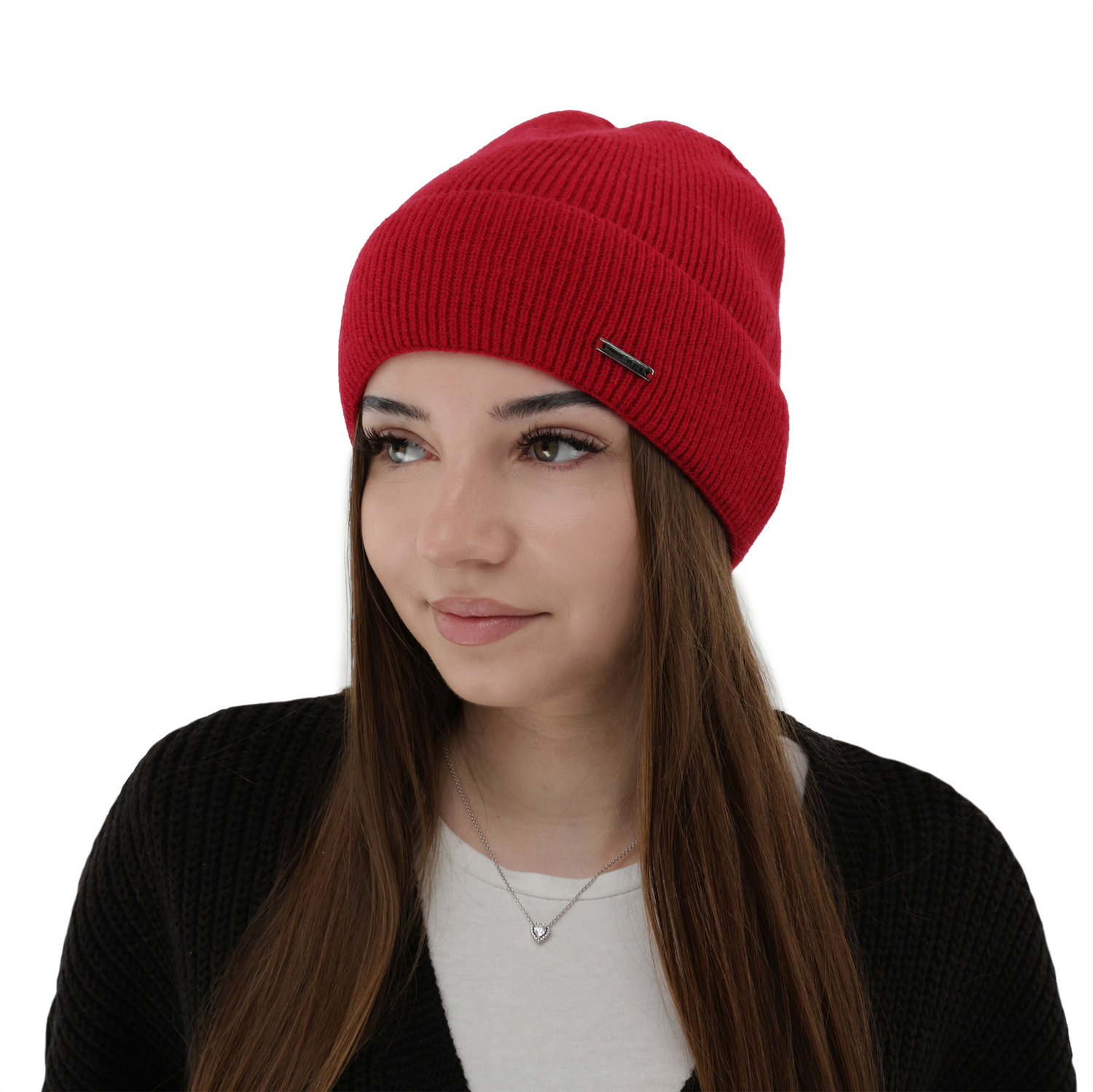 Woman's autumn winter hat, light pink, with merino wool cashmere, Sindra