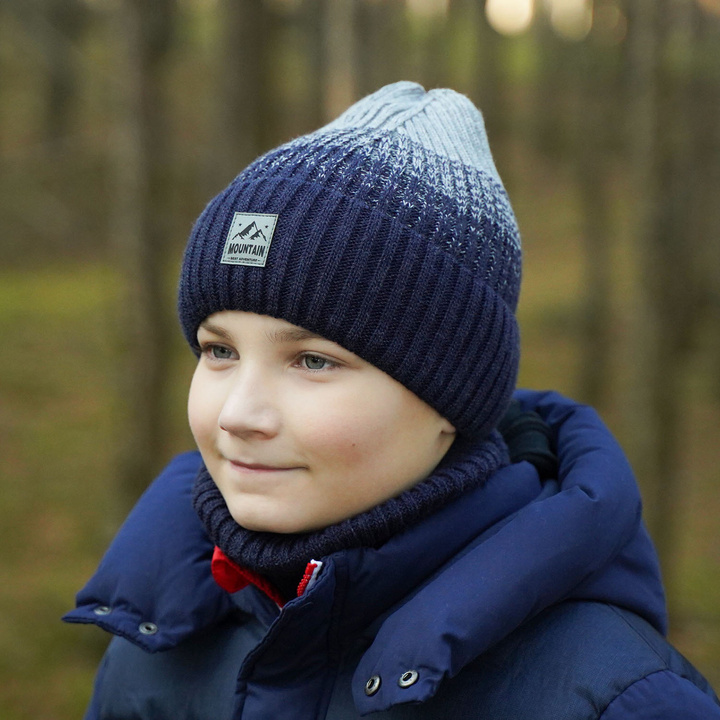 Boy's winter set: hat and tube scarf grey Ralph