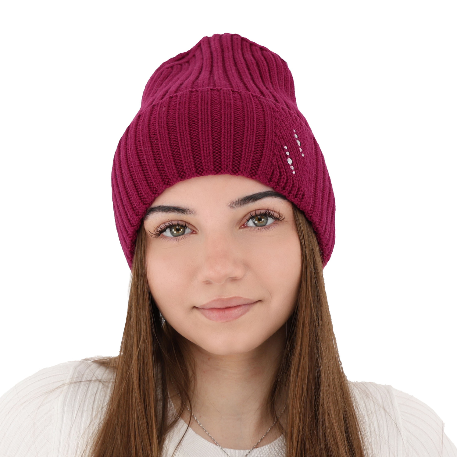 Woman's winter hat pink Ariga 100% extra fine merino wool