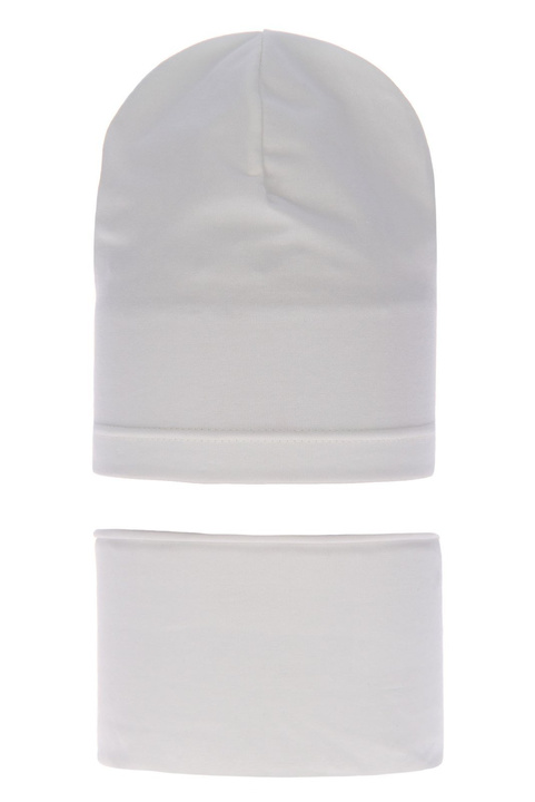 Girl's spring/ autumn set: hat and tube scarf ecru Hazelka